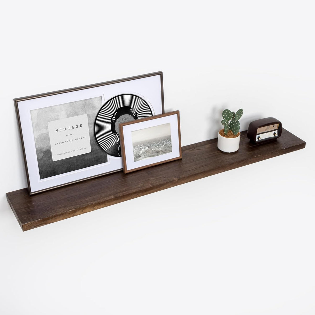 Fun Memories Floating Shelves for Wall, 55"x9.3" Rustic Solid Elm Wood Shelves, Heavy-Duty Wall