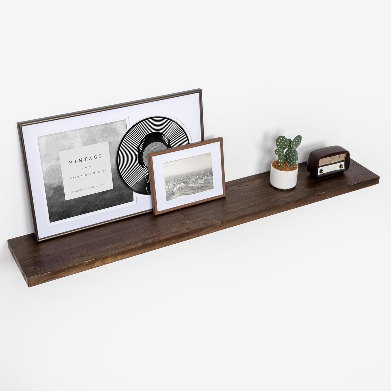 Fun Memories Floating Shelves for Wall, 55"x9.3" Rustic Solid Elm Wood Shelves, Heavy-Duty Wall