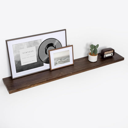 Fun Memories Floating Shelves for Wall, 55"x9.3" Rustic Solid Elm Wood Shelves, Heavy-Duty Wall