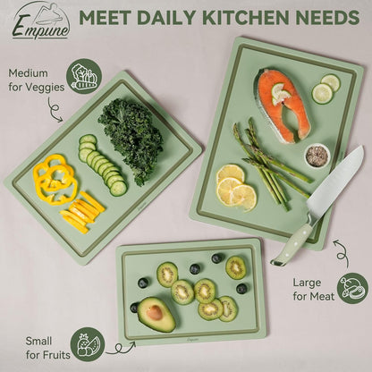 Empune Plastic Cutting Board Set, Recycled Plastic Cutting Boards for Kitchen (Set of 3)