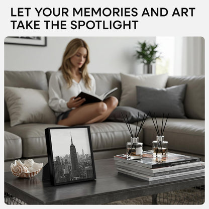 Homeforia Black Picture Frames 8x10, High End Metal 8 x 10 Photo Frame with Mat 5 by 7 Art, 10x8