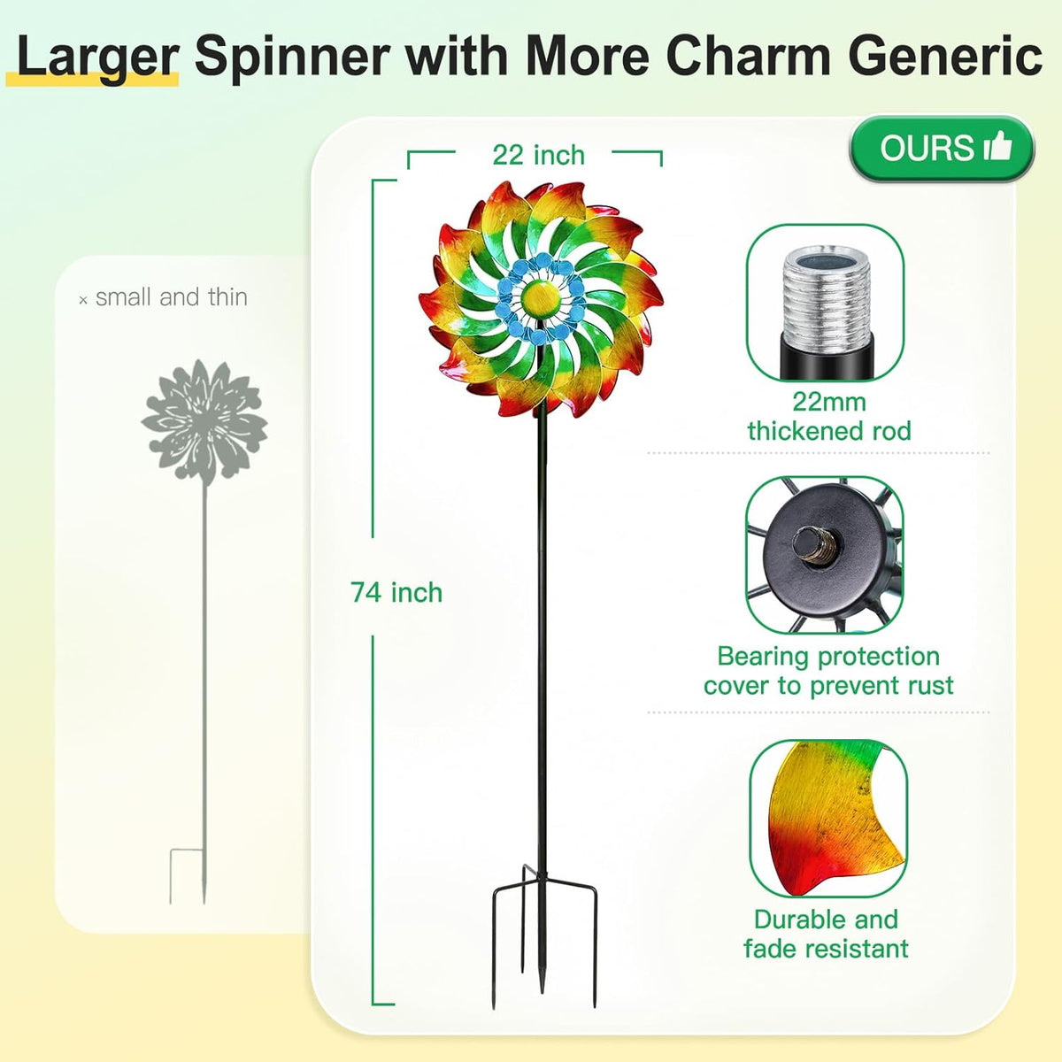 Wind Spinner - Metal Large Wind Spinners Outdoor - Windmill for Yard and Garden, Gift for Family