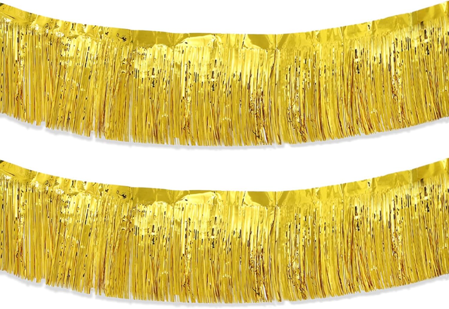 Gold Foil Fringe Garland 10FT 2packs, Metallic Foil Tinsel Fringe Banners for Parade Float