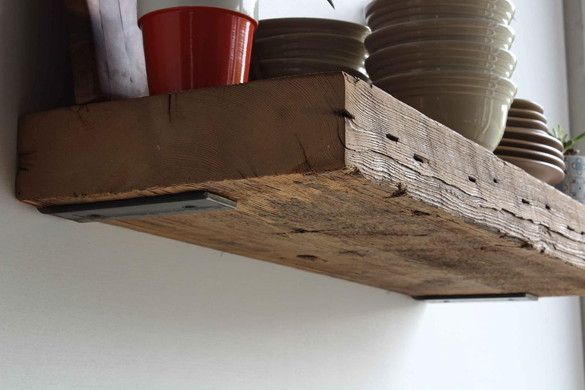 Urban Legacy Deep Floating Shelves | Reclaimed Barn Plank Deep Floating Shelves with Low Profile
