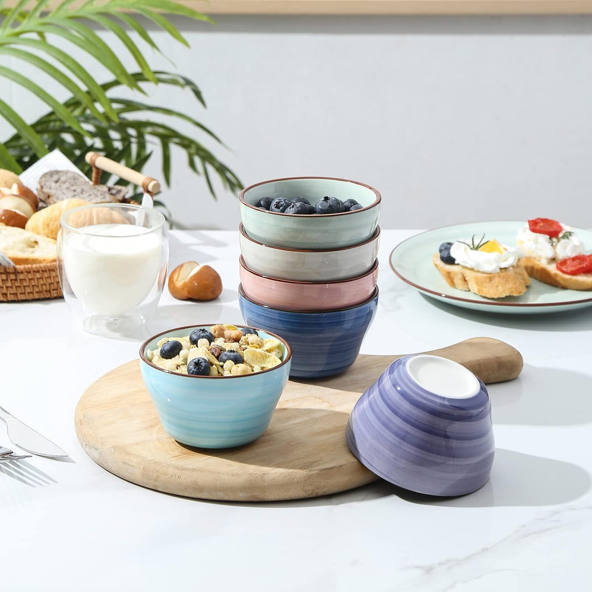 Selamica Ceramic 8oz Bouillon Cups 4 Inch Small Dessert Bowls for Soup Dipping Sauce Coffee