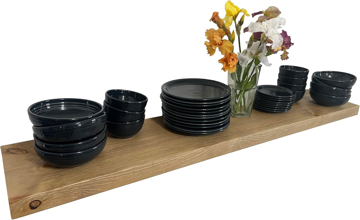 joelsantiques - 60 Inch Wooden Floating Shelves for Wall - 60x12x2 in - Made of Natural Wood - Long
