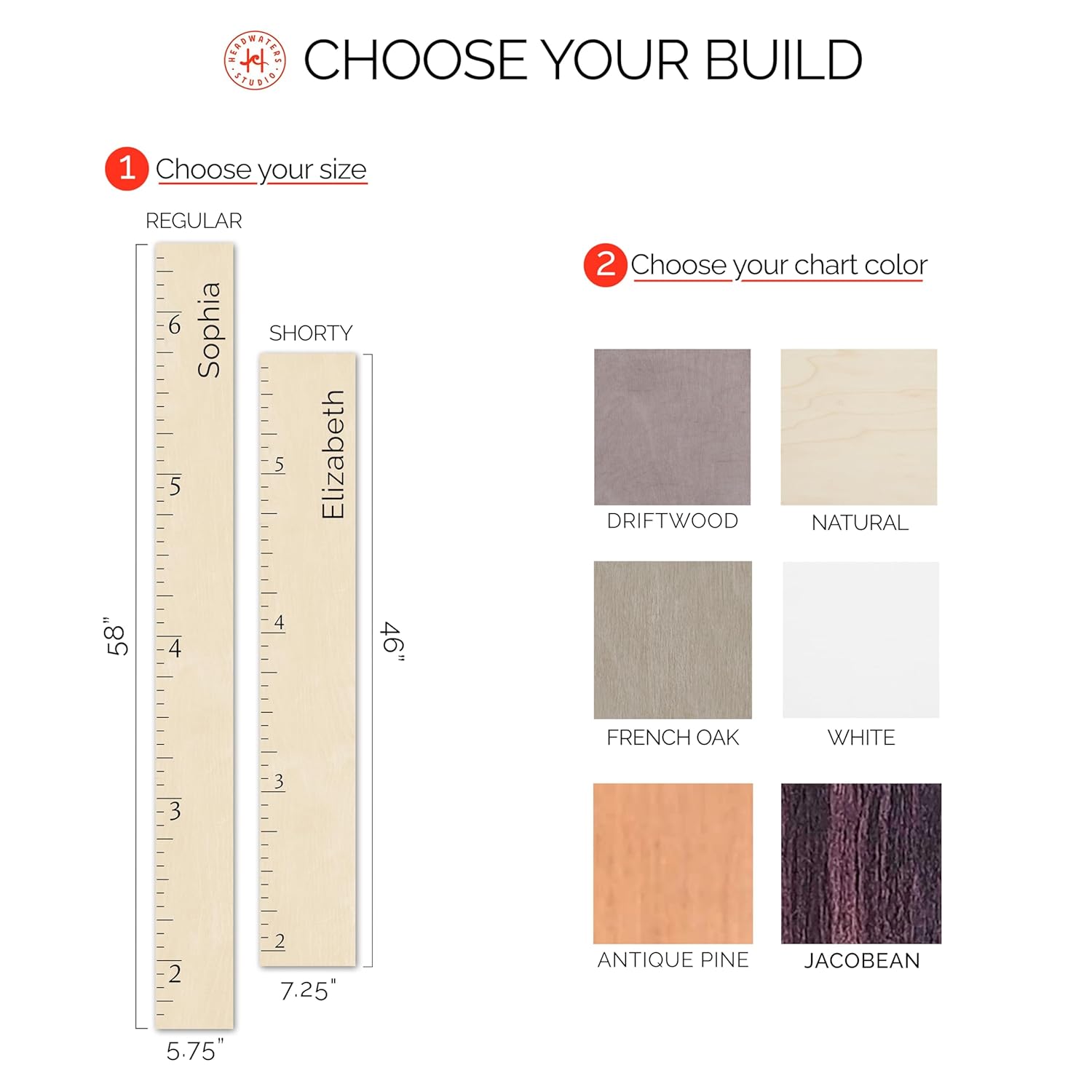 Personalized Growth Chart for Wall - Kids Height Ruler, Wooden Growth Chart for Kids, Wall Ruler