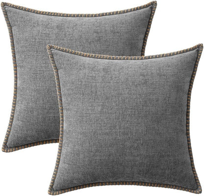 MIULEE Pack of 2 Couch Throw Pillow Covers 18x18 Inch Dark Gray Farmhouse Decorative Pillow Covers
