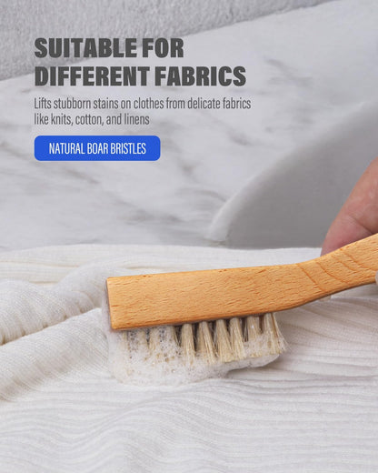 VASSON Natural Soft Boar Bristle Laundry Stain Brush, Laundry Scrub Brush,Laundry Brush for Stains