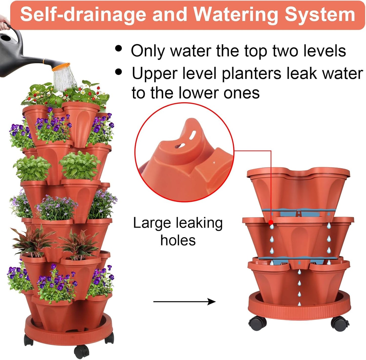 Vertical Planter 6 Tier Stackable Planters Garden Planters Strawberry Herb Flower and Vegetable