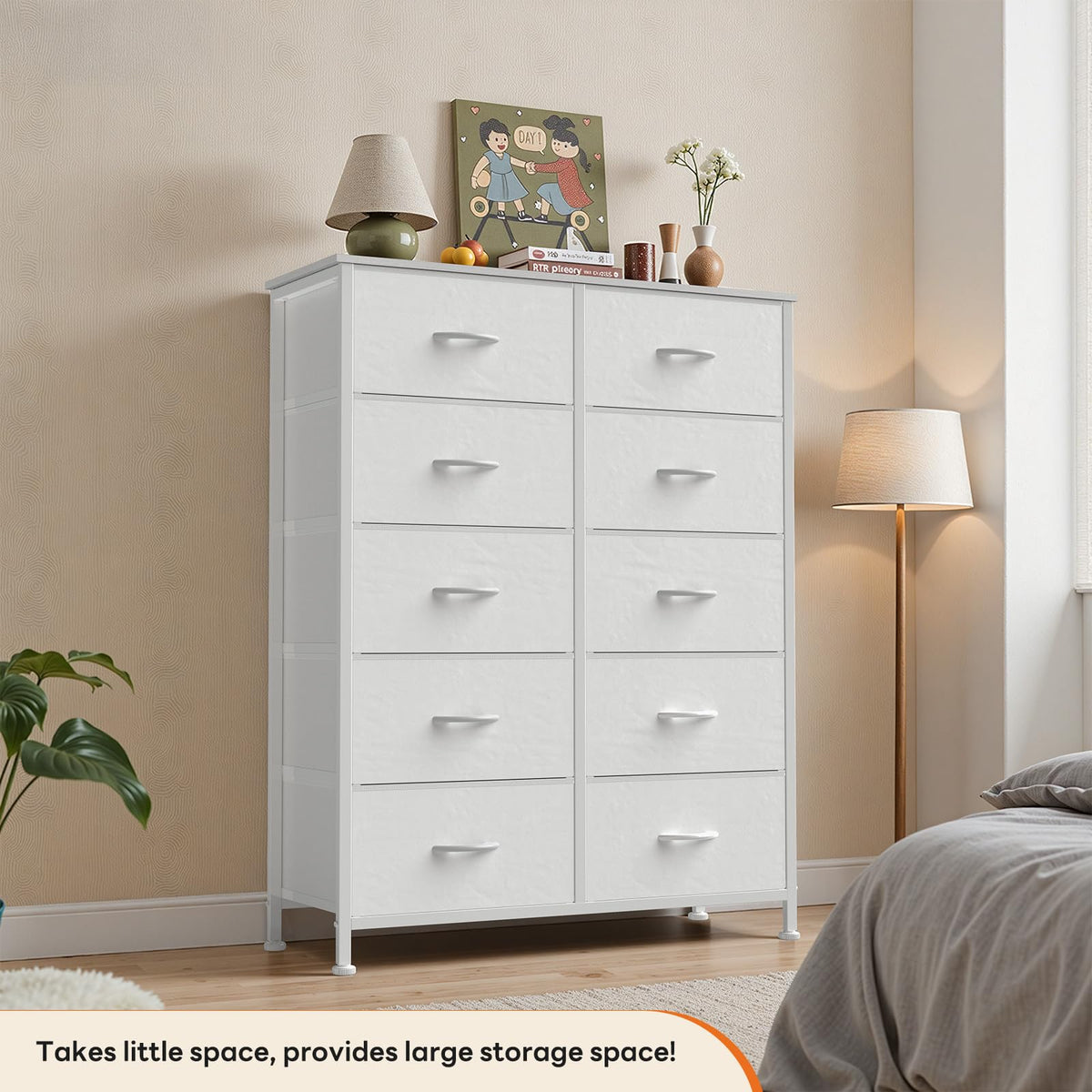 Sweetcrispy 10 Drawer Tall Dresser for Bedroom & Living Room, White