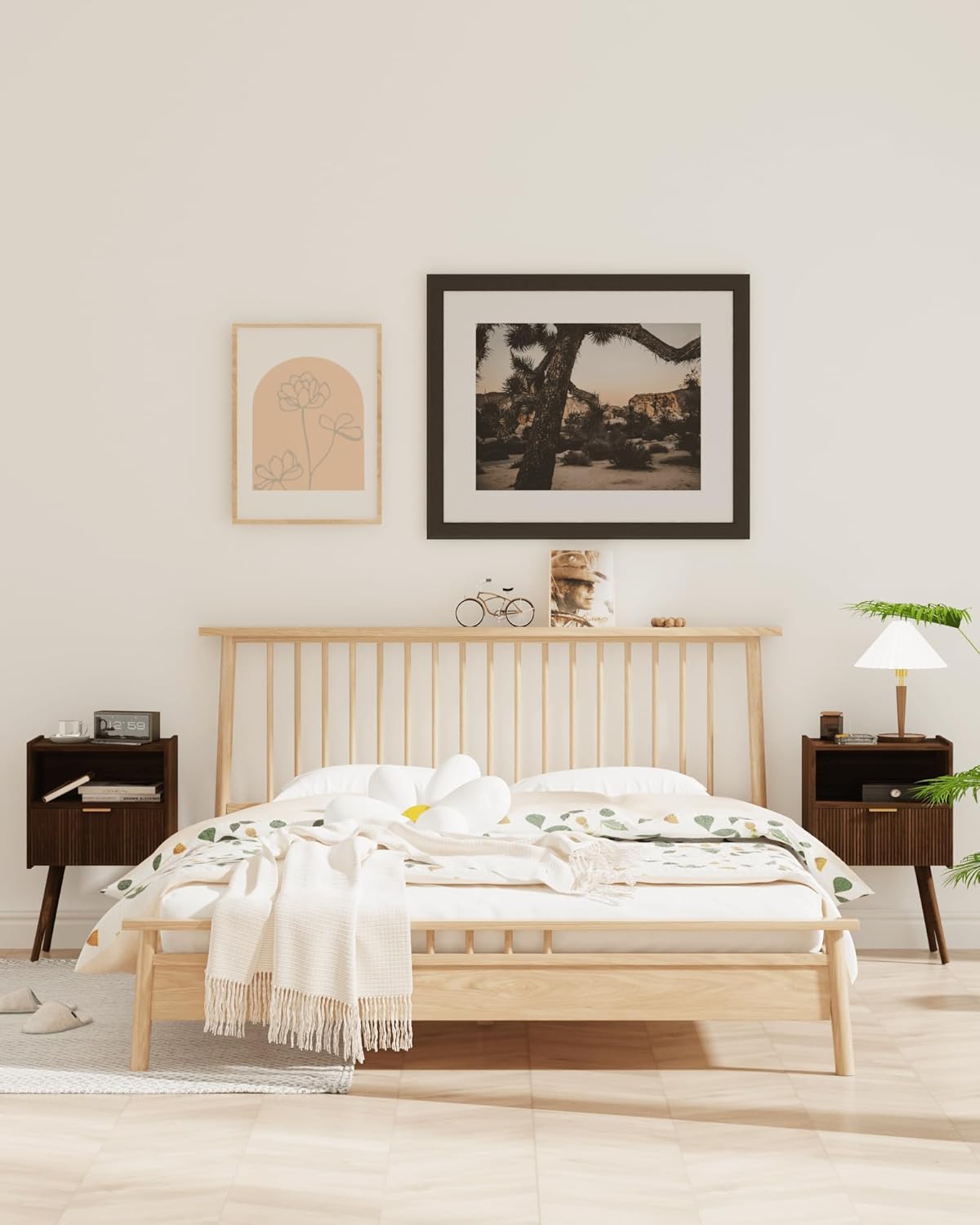 Nightstand,Modern Bedside Table with Storage Drawer and Open Wood Shelf, Accent Night Stand with