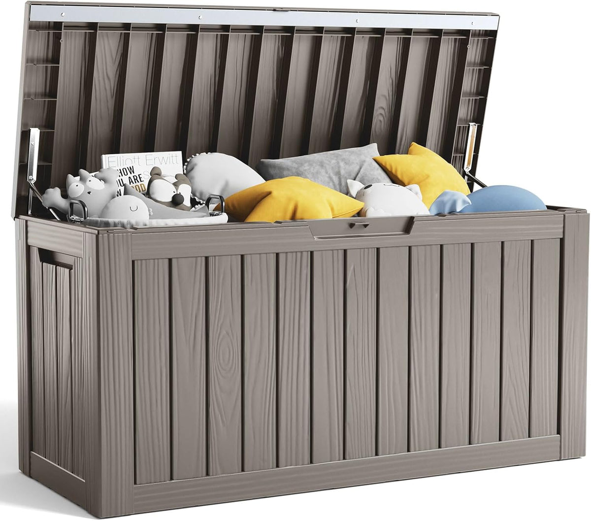 80 Gallon Resin Deck Box, Lockable Patio Outdoor Storage Box for Furniture, Garden Tools and Tools