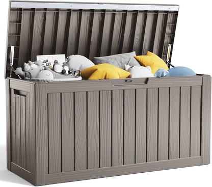 80 Gallon Resin Deck Box, Lockable Patio Outdoor Storage Box for Furniture, Garden Tools and Tools