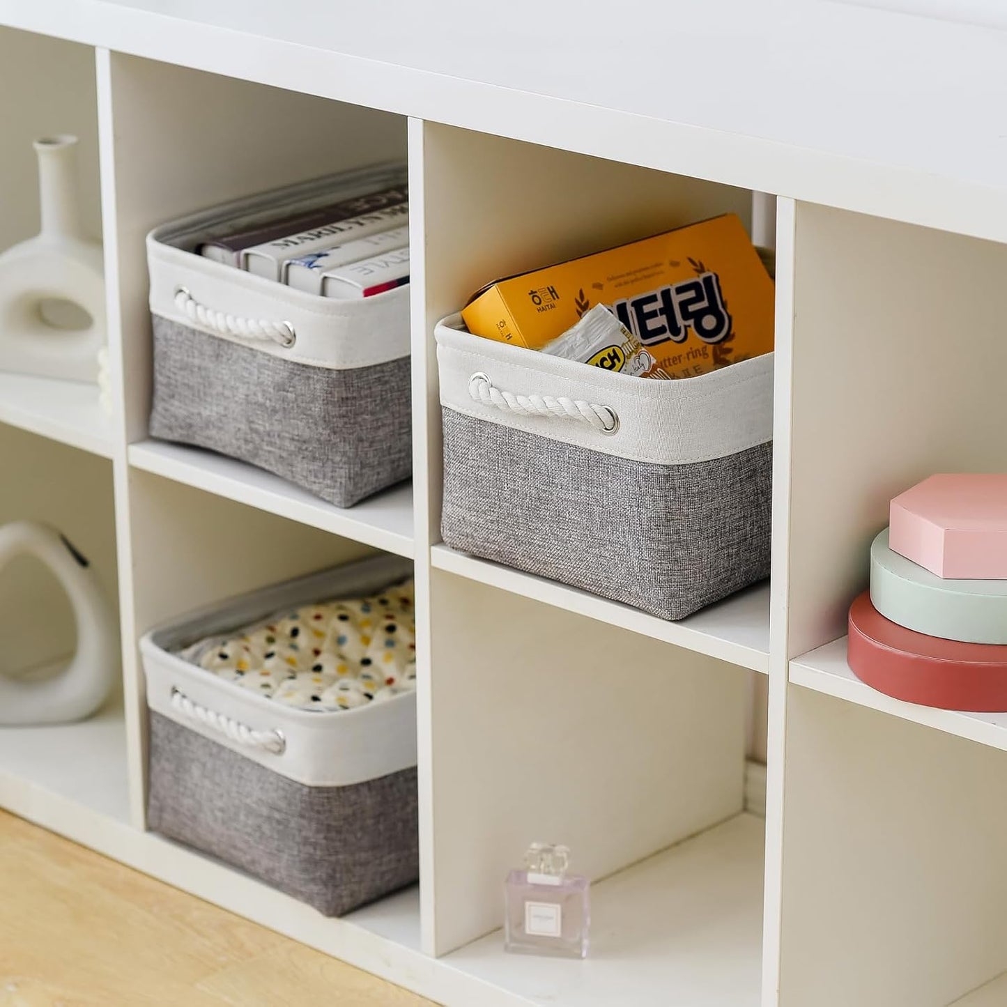 TheWarmHome Organization and Storage Basket for Shelves - 1 Pack 14x10x6.7 inch Collapsible Storage