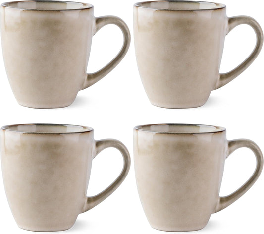 GBHOME Ceramic Coffee Mugs Set of 4, 12oz Stoneware Coffee Mugs Set For Dad Mom Women MEN, Light