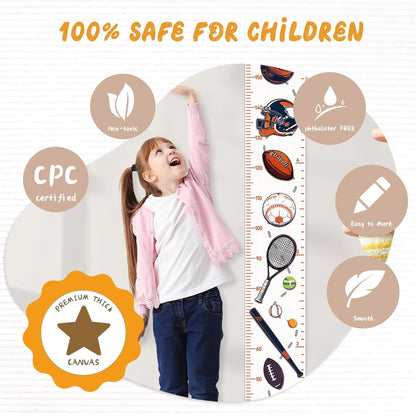 Personalized Name Growth Chart Wall Decor for Kids – Canvas Removable Height Chart Measuring Ruler