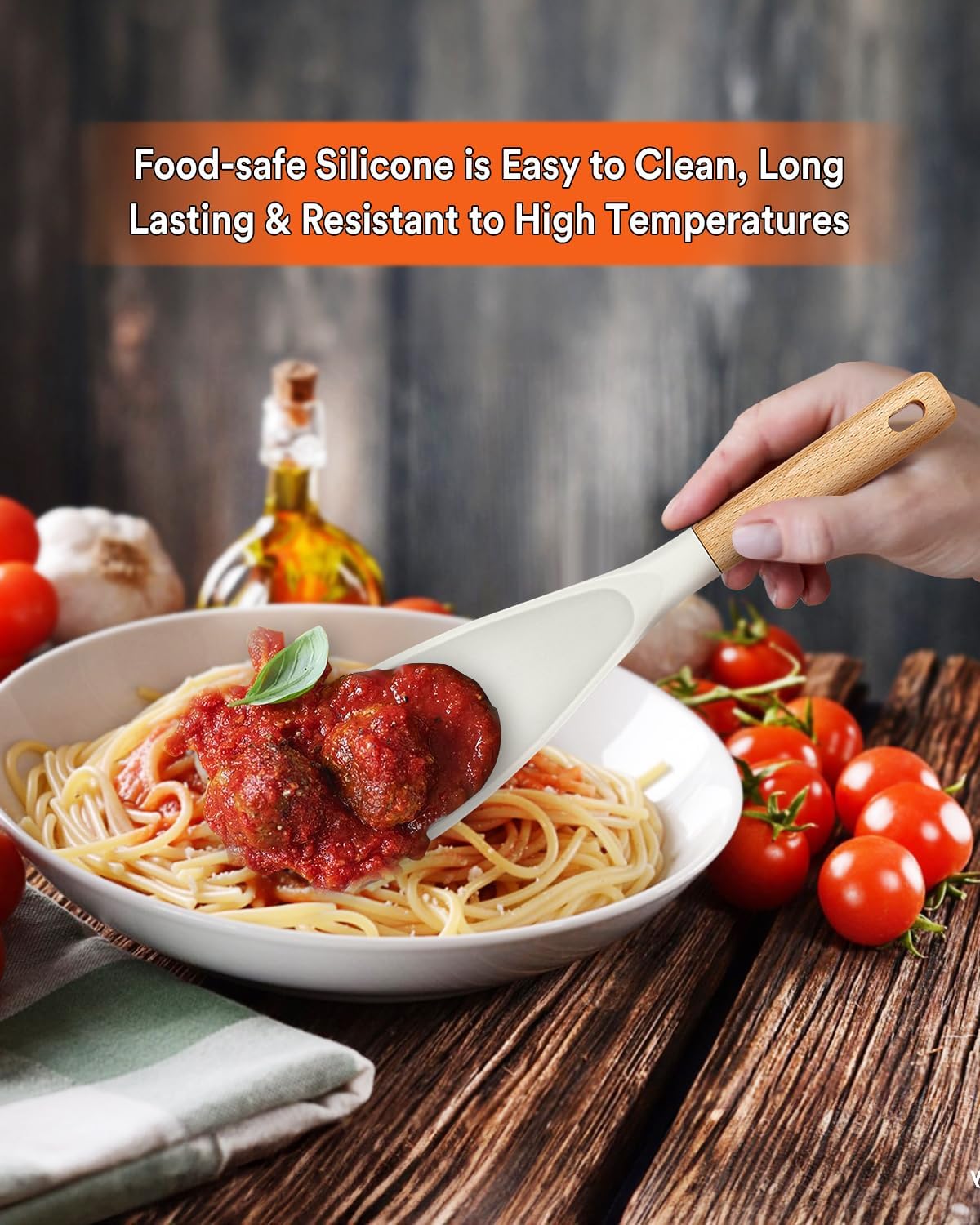 Cooking Spoon for Nonstick Cookwares, Great for Cooking and Serving Sturdy BPA-Free Matte Silicone