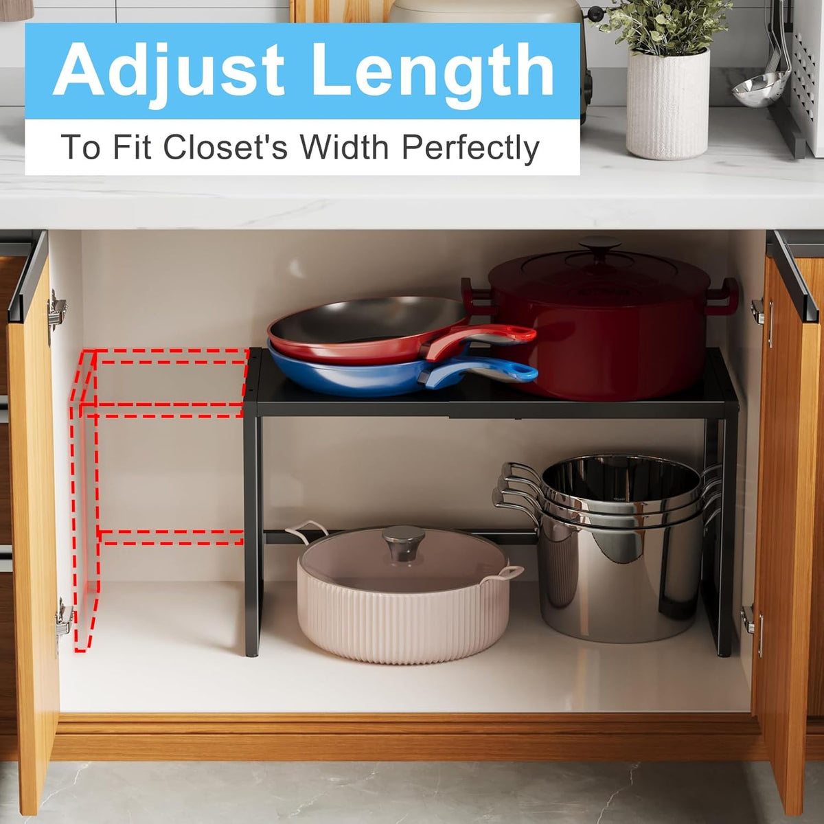 Expandable Metal Storage Shelves,110LBS Heavy Duty Shelving Units and Storage For Small Appliance