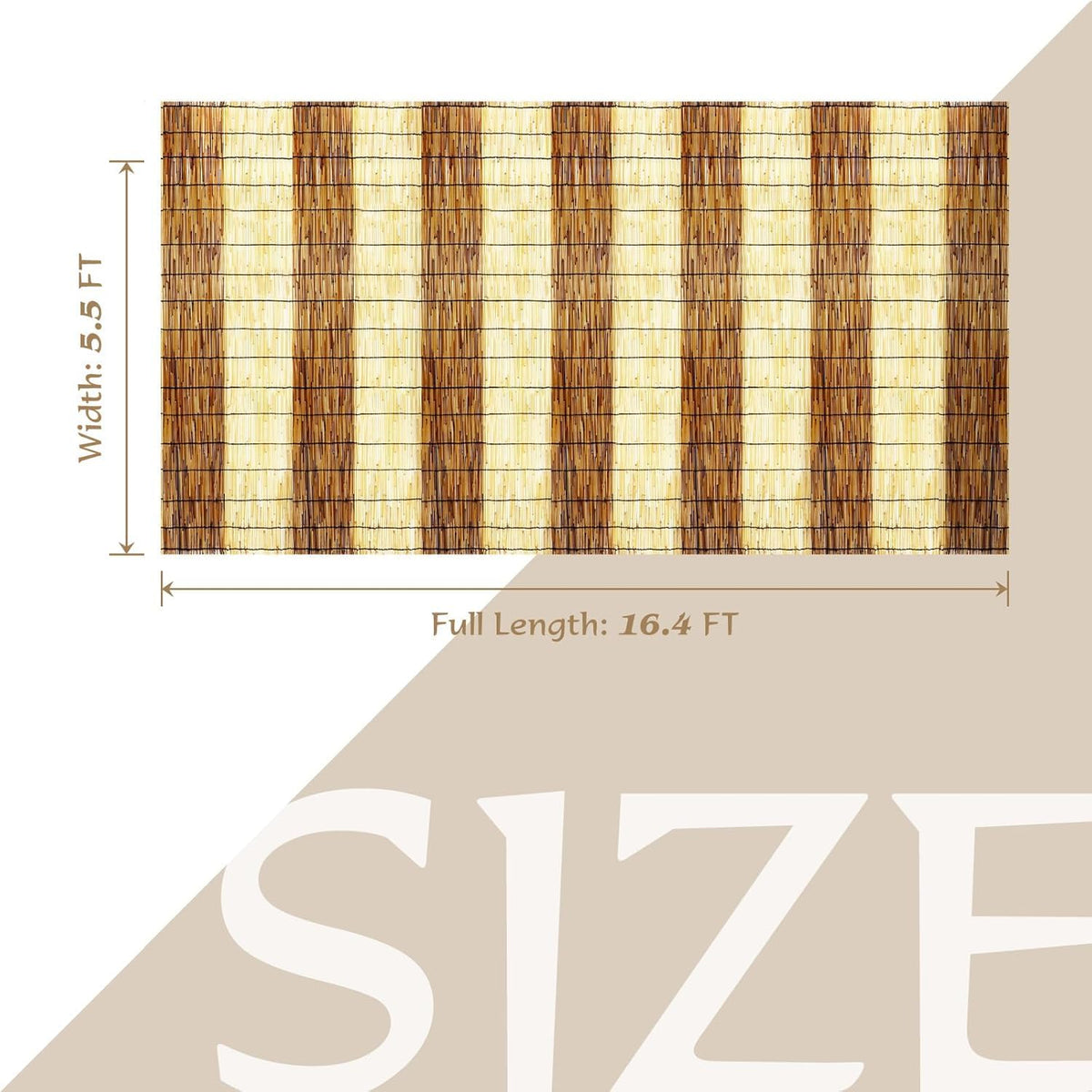 Natural Reed Fencing Rolls,5.5FT X 16.4FT Reed Screen Curtain Fence Covering Privacy Bamboo for