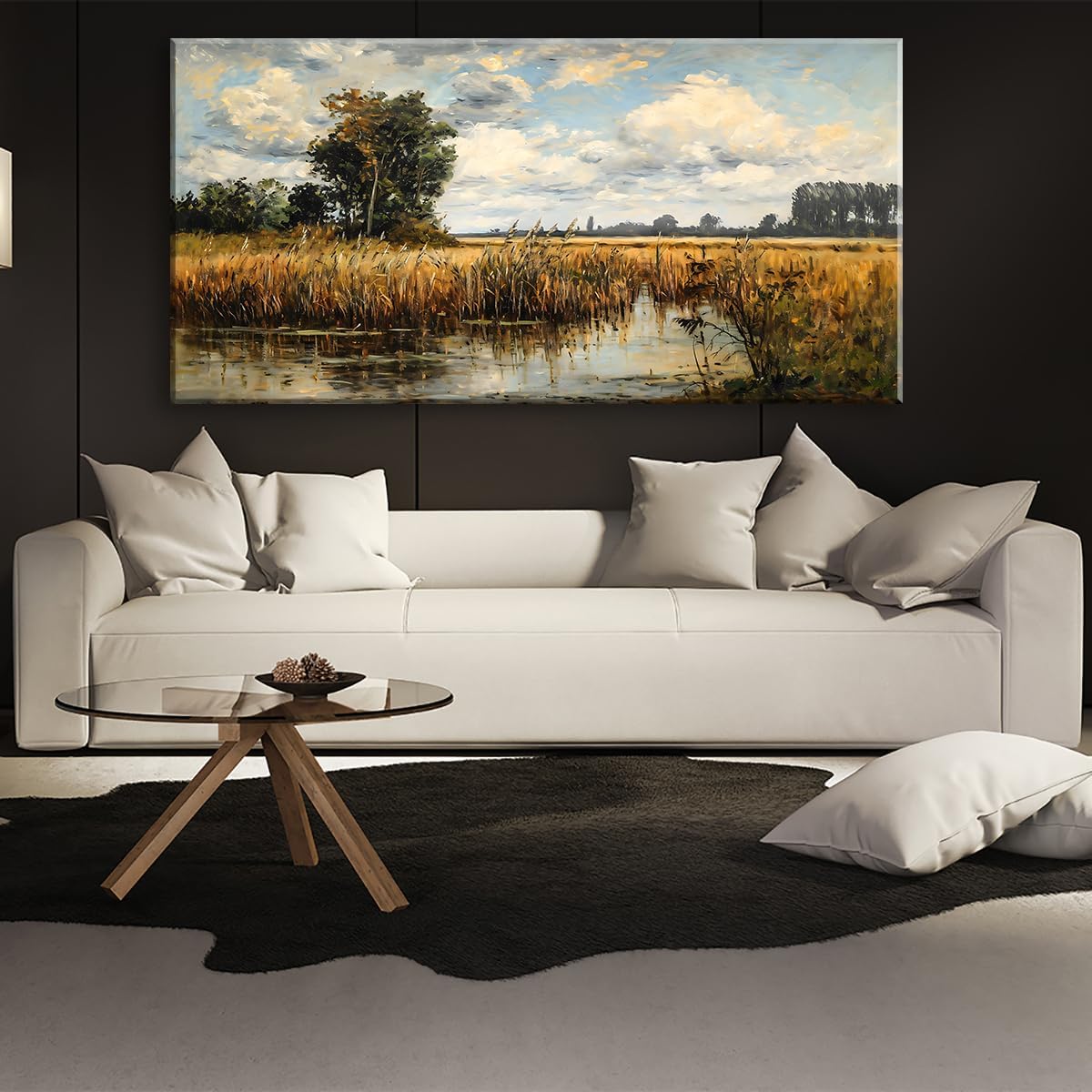 LASMOND Beautiful Wilderness Meadow Canvas Wall Art Oil Painting Reproduction Print Vintage