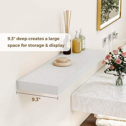 36 Inches Floating Shelves for Wall, 9.3" Deep Long Floating Shelves Set of 2, Large Display &