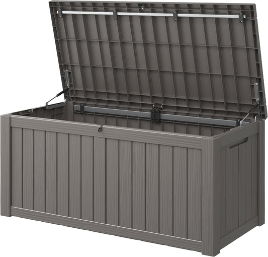 KAMABOKO Outdoor Storage Box, 120 Gallon Large Outdoor Resin Deck Box, Storage Waterproof Boxes