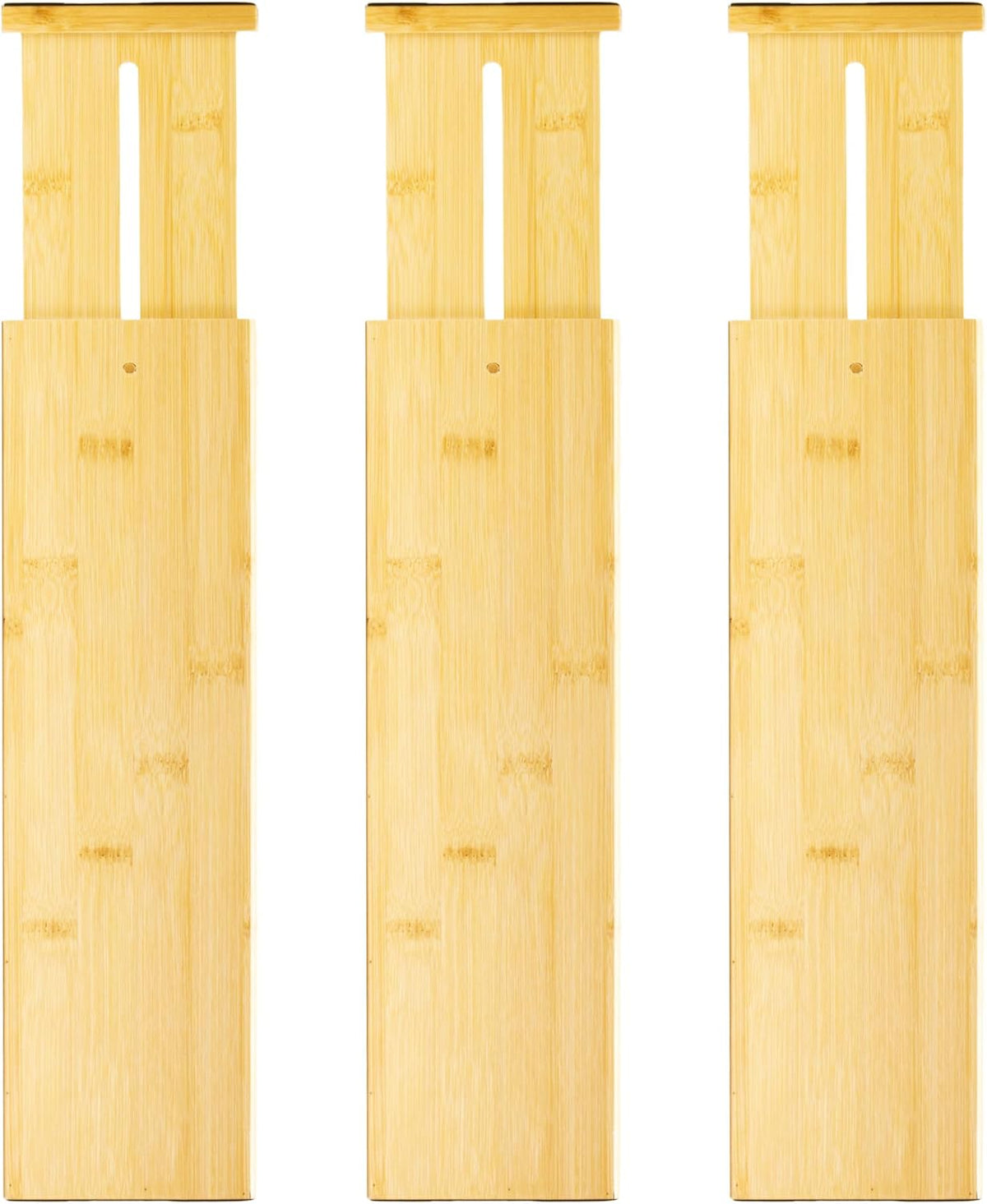 VaeFae 3 Pack Bamboo Drawer Dividers, 4" High Adjustable 16.6" - 21.8" Clothes Drawer Organizers