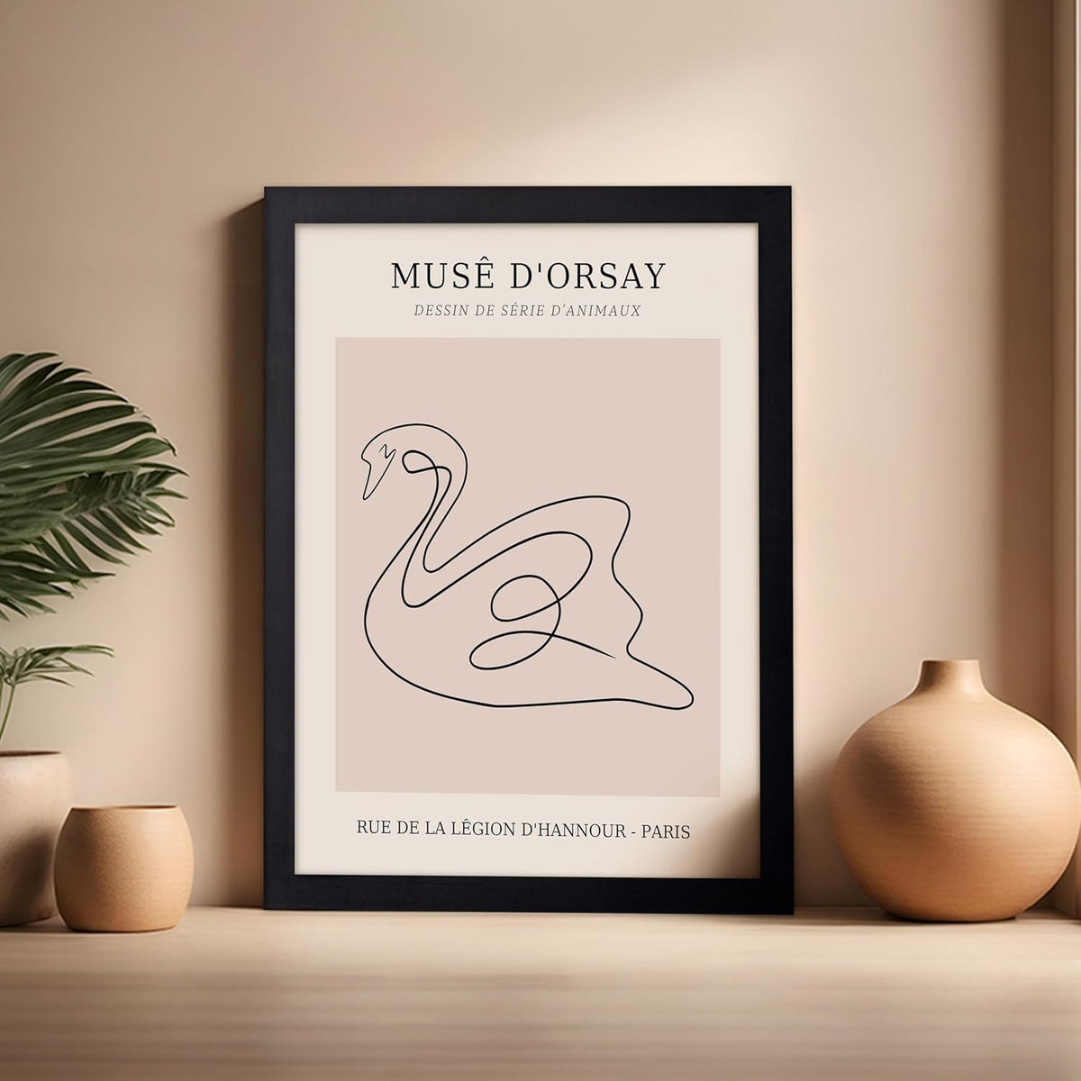 Poster Master Vintage Poster - Retro One Line Swan Drawing Print - Swan Art - Bird Art - Minimal
