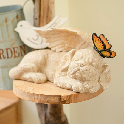 WONDER GARDEN Sleeping Dog Angel Statue with Solar Light - Pet Memorial Stone, in Memory of Dog