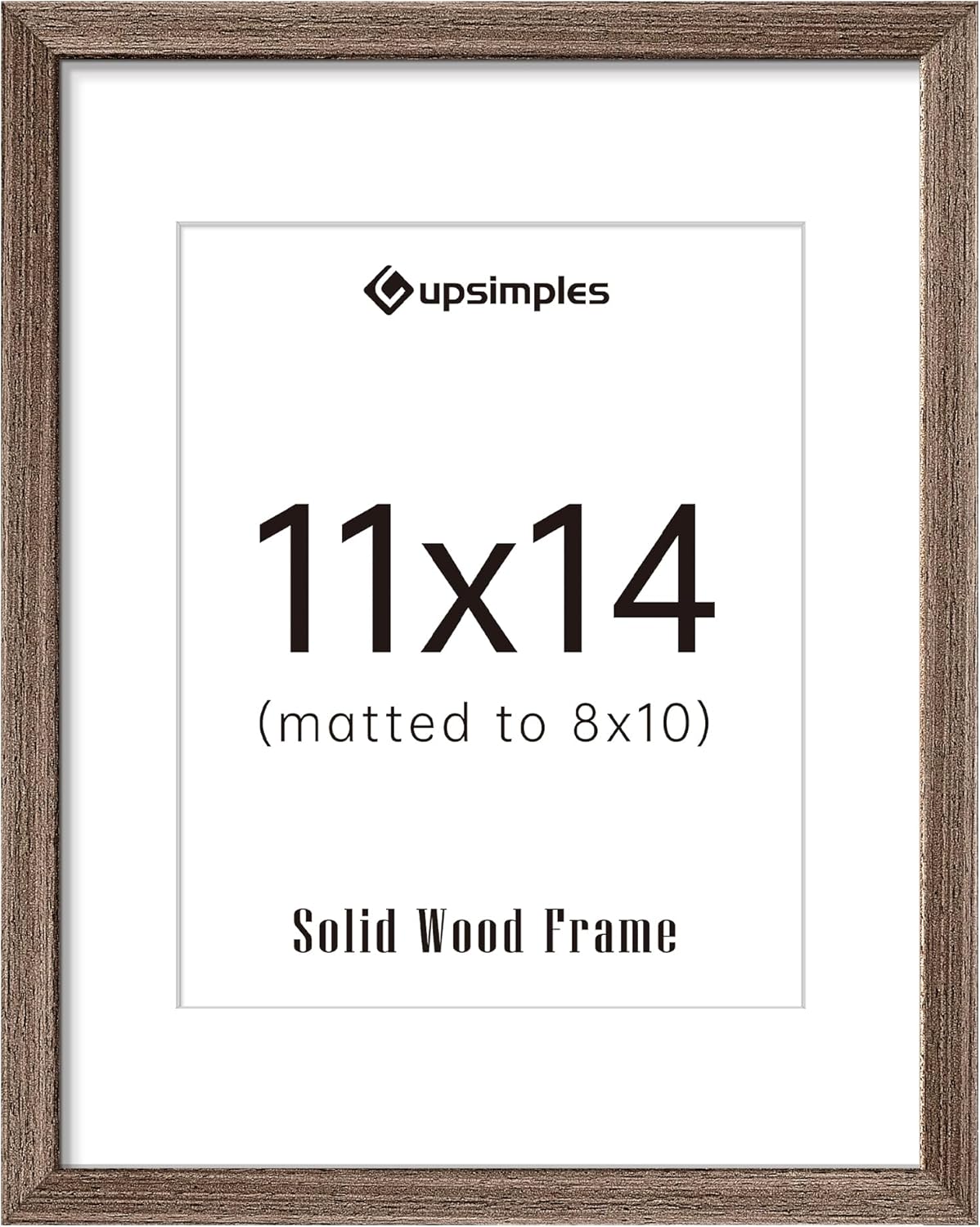 upsimples 11x14 Picture Frame, Natural Solid Wooden Picture Frames, Display 8x10 with Mat or 11 x
