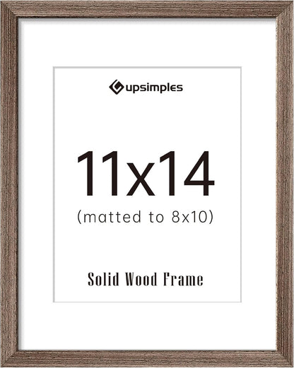 upsimples 11x14 Picture Frame, Natural Solid Wooden Picture Frames, Display 8x10 with Mat or 11 x
