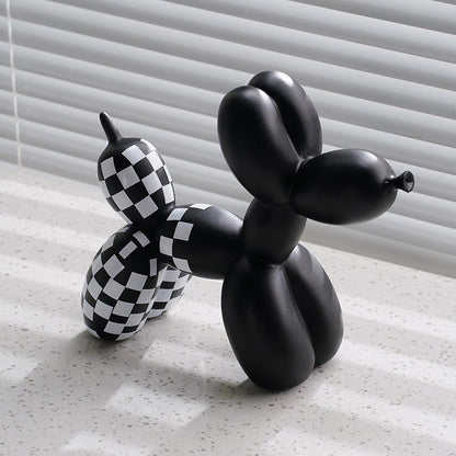 Vilead Resin Balloon Dog Statue with Checkered Pattern,Modern Home Decoration Trendy Animal Art