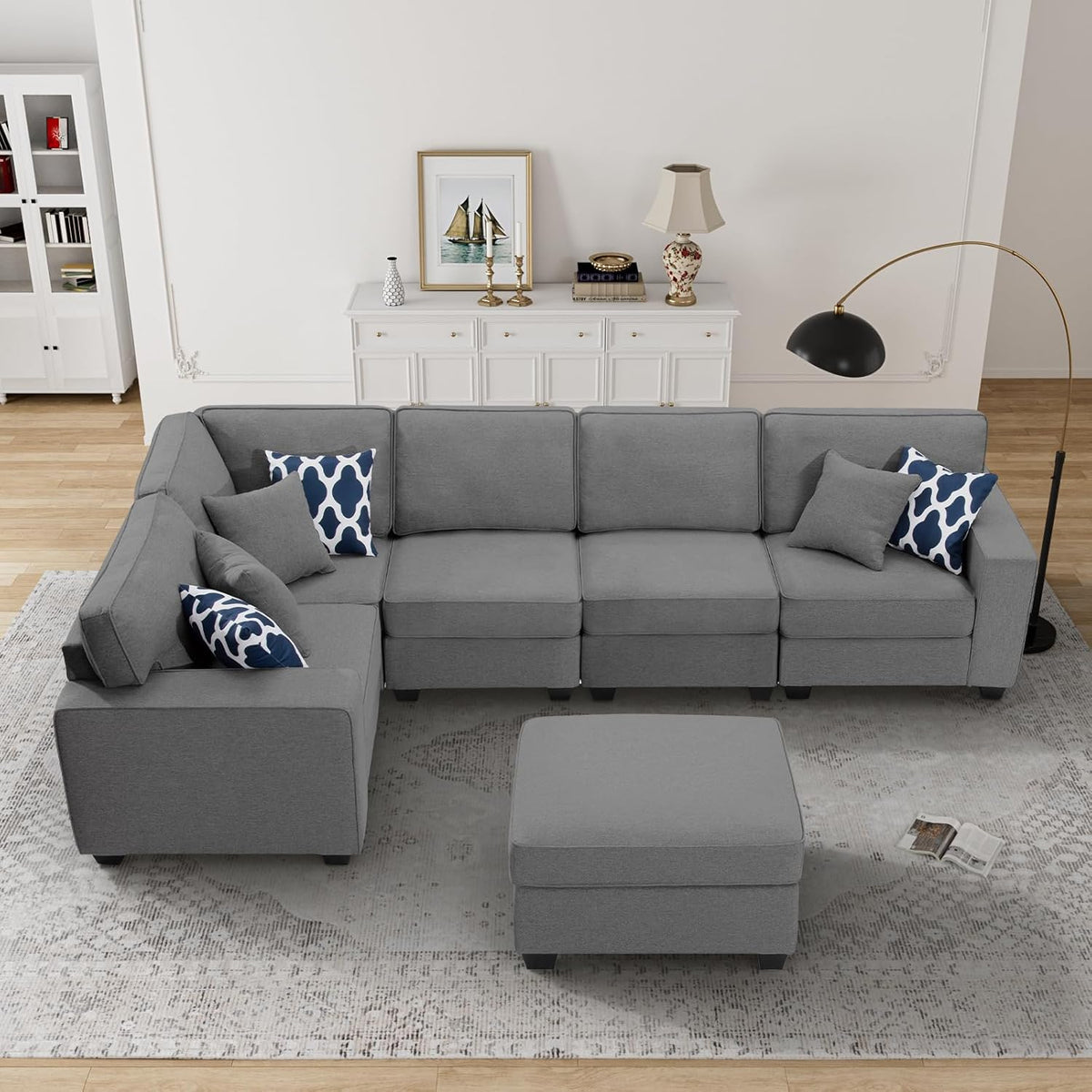 L Lengend Vansen Modular Sectional Sofa U Shaped Couch with Ottoman Modern Reversible Corner
