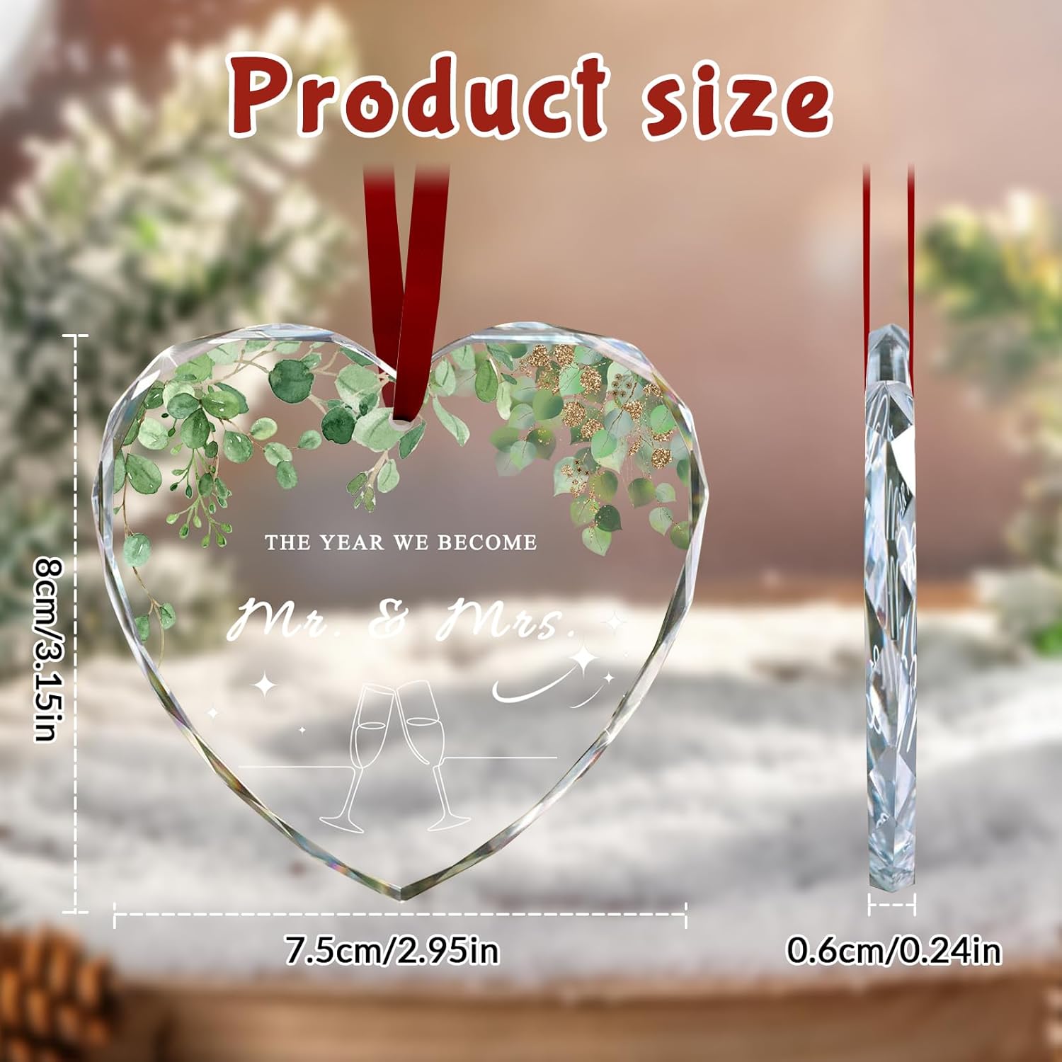 Custom Christmas Ornament Glass-Personalized Christmas Ornaments with Photo/Name/Date/Text,Wedding