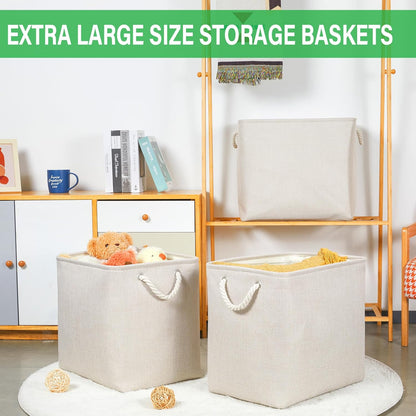 Bidtakay Extra Large Storage Baskets for Organizing Clothes Storage Bins 3 Pack Fabric Storage Bins