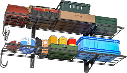 EVERHANGER Garage Wall Shelves, 12 X 48 Inch Wall Mounted Storage Shelves, Heavy Duty Metal
