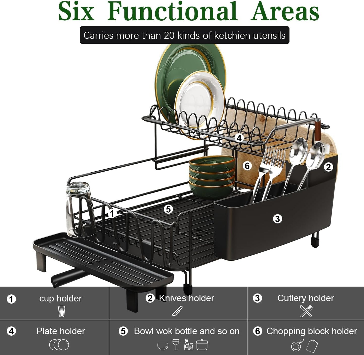 Runnatal Large Dish Drying Rack with Drainboard Set, Stainless Steel Detachable 2-in-1