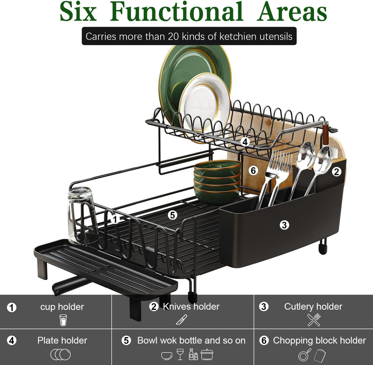 Runnatal Large Dish Drying Rack with Drainboard Set, Stainless Steel Detachable 2-in-1