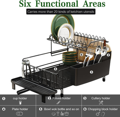 Runnatal Large Dish Drying Rack with Drainboard Set, Stainless Steel Detachable 2-in-1