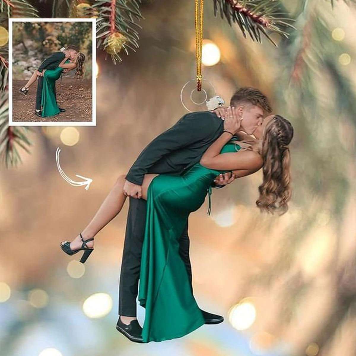NAZENTI Personalized Couple Photo Ornament, Couple Keychain Gifts for Boyfriend Girlfriend Him Her