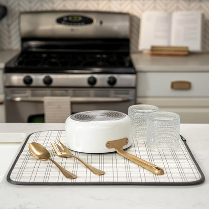 S&T INC. Dish Drying Mat, 16” x 18”, Absorbent Microfiber Kitchen Counter Mat, Dish Drying Pad for