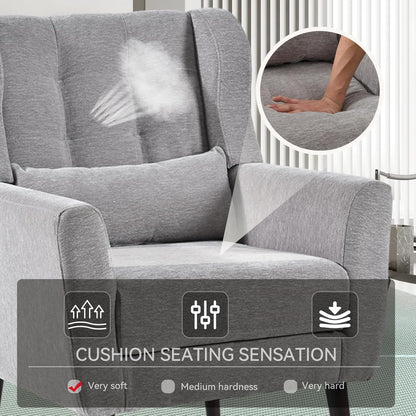 Accent Chair Set of 2, Upholstered Armchair with Pillow, Fabric Single Sofa Chair with Lounge Seat