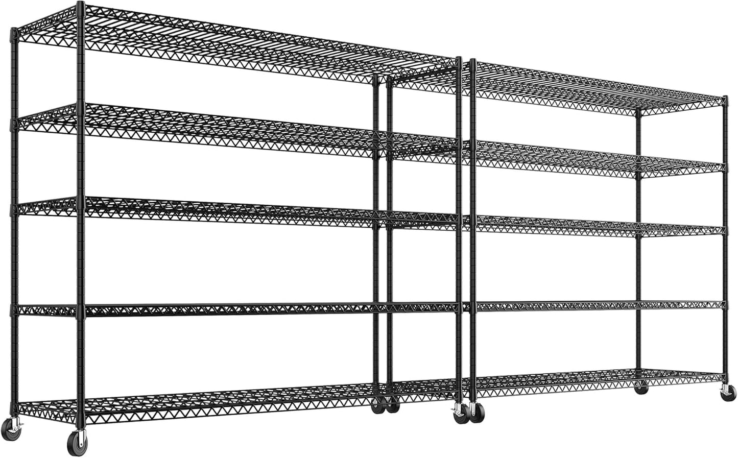 REIBII Storage Shelves 3200 LBS Capacity Wire Shelving with Wheels Heavy Duty Metal Shelf for