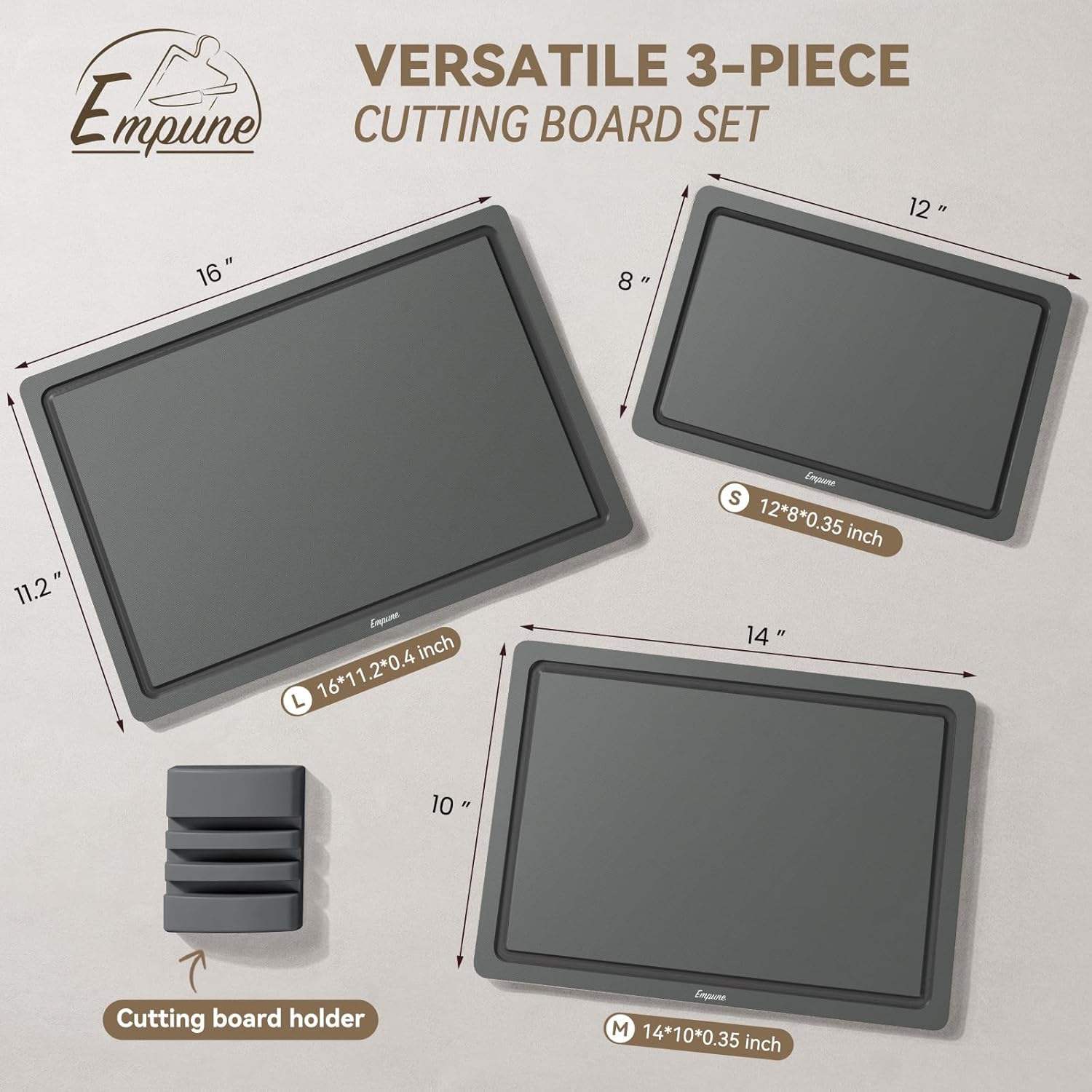 Empune Plastic Cutting Board Set, Recycled Plastic Cutting Boards for Kitchen (Set of 3)