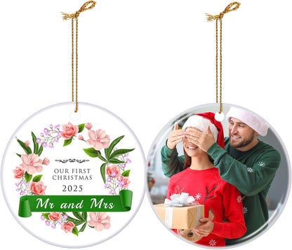 Personalized Our First Christmas Married Ornament 2025, Just Married Ornament as Mr and Mrs, First