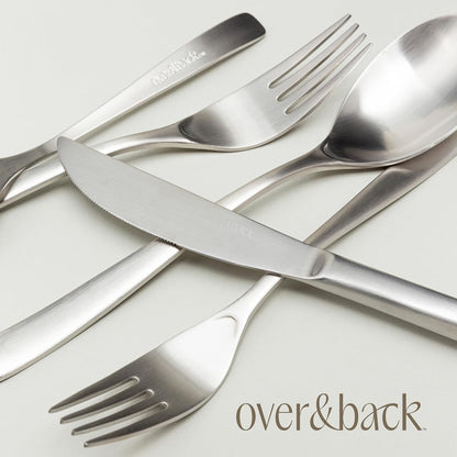 over&back 20pc Curved Flatware Cutlery Set - Comes with 4 Dinner Forks, 4 Salad Forks, 4 Dinner