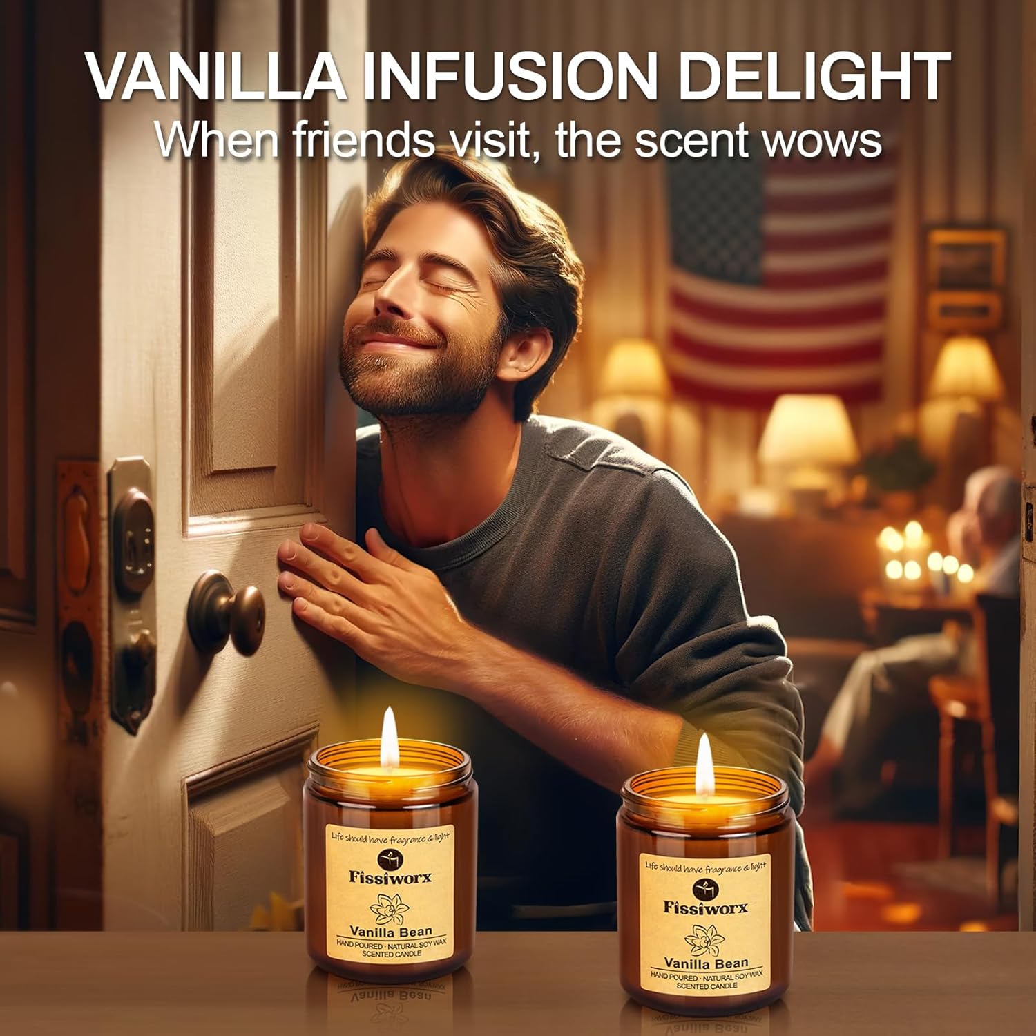Vanilla Scented Candle Set 2 Pack, Candle for Home Scented, Odor Eliminating, Stress Relief