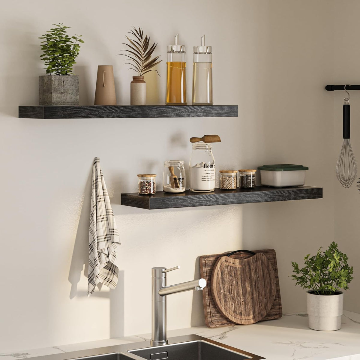 Floating Shelves for Wall, 36" W x 8" D x 1.5" H, Wooden Wall Mounted Display Shelves with