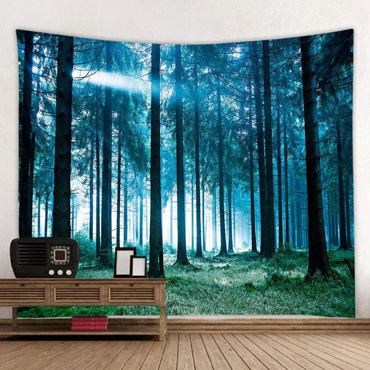 Llamazing Forest Tapestry - Home Decor Landscape for Living Room & Bedroom (Forest White Light